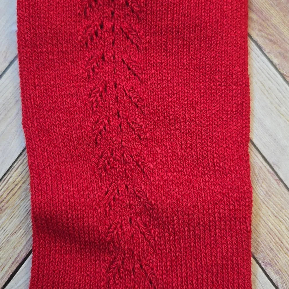 Baby Girl Red Knit Knee High Socks Vintage Style Christmas Holiday Accessory